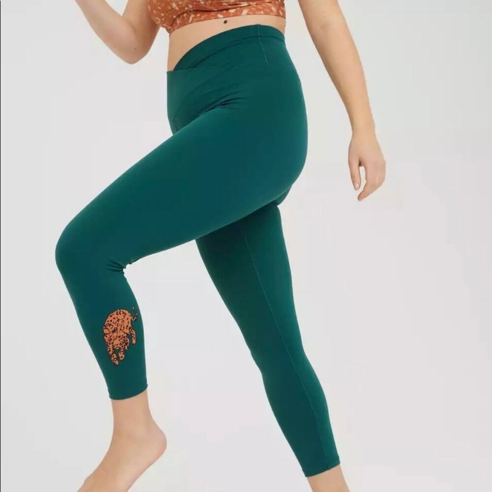 Aerie x Aly Raisman Real Me Crossover High Waist Legging Dark Emerald M